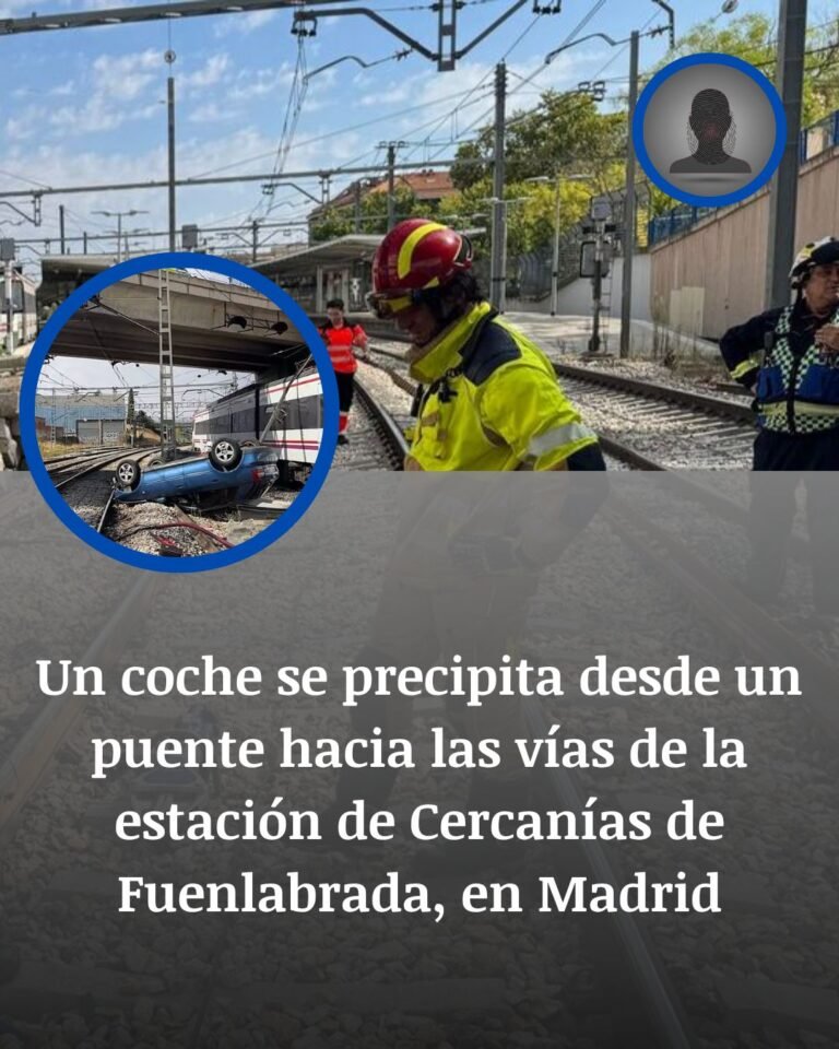 Un coche cae sobre las vías de Cercanías en Fuenlabrada y deja herido a su conductor
