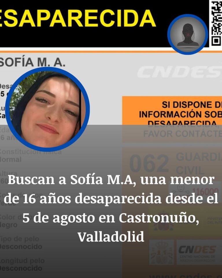 Buscan a Sofía M. A., la menor desaparecida hace dos semanas en Castronuño tras salir de casa