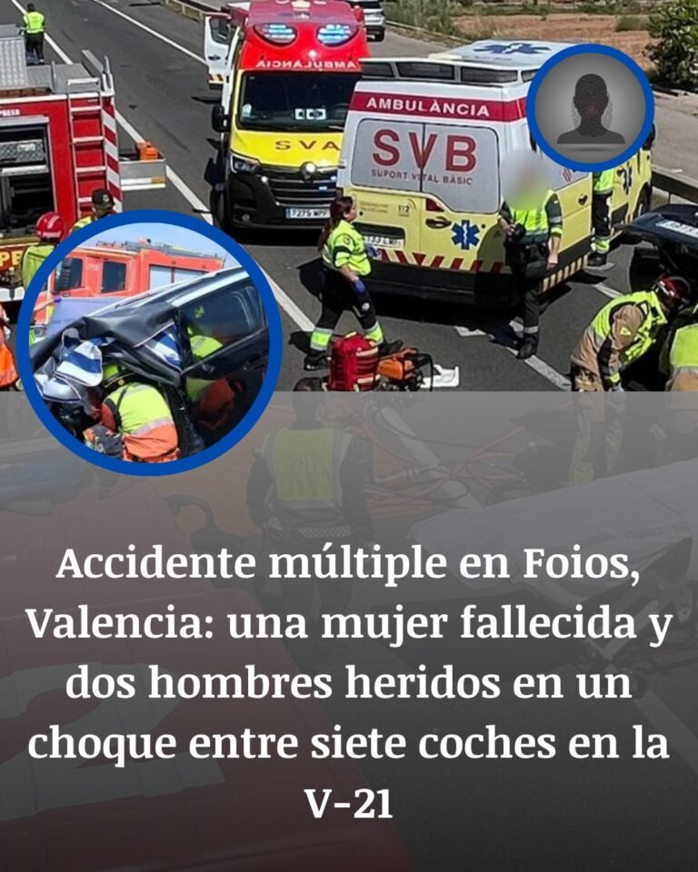 Accidente múltiple en Foios: una mujer muere atrapada tras un choque de siete coches en la V-21