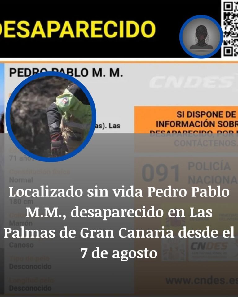 Hallan sin vida a Pedro Pablo M.M. tras diez días desaparecido en Las Palmas de Gran Canaria