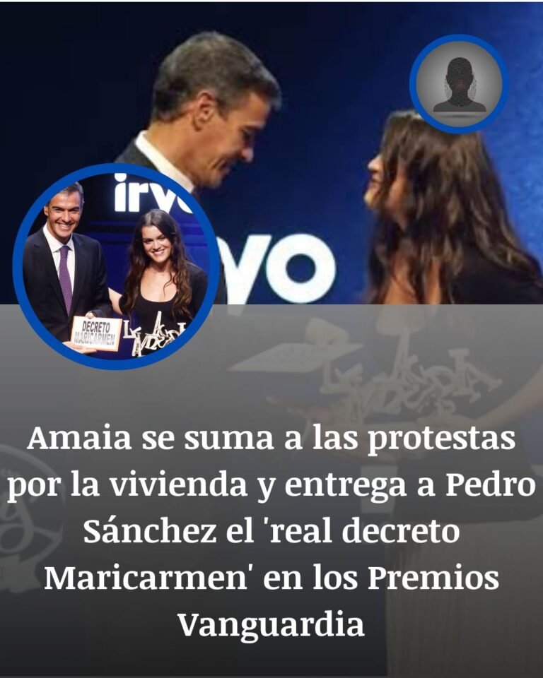 Amaia entrega a Pedro Sánchez el cartel del ‘Decreto Maricarmen’ y eleva la presión por la vivienda