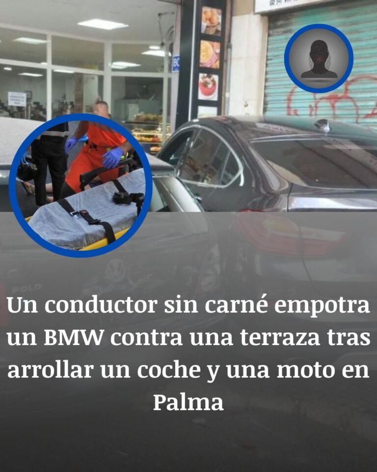 Palma: un conductor sin carné empotra un BMW contra una terraza tras arrollar un coche y una moto