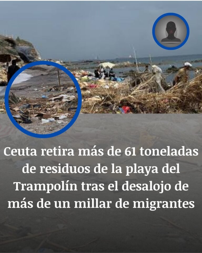 Ceuta retira más de 61 toneladas de residuos tras el desalojo de la playa del Trampolín